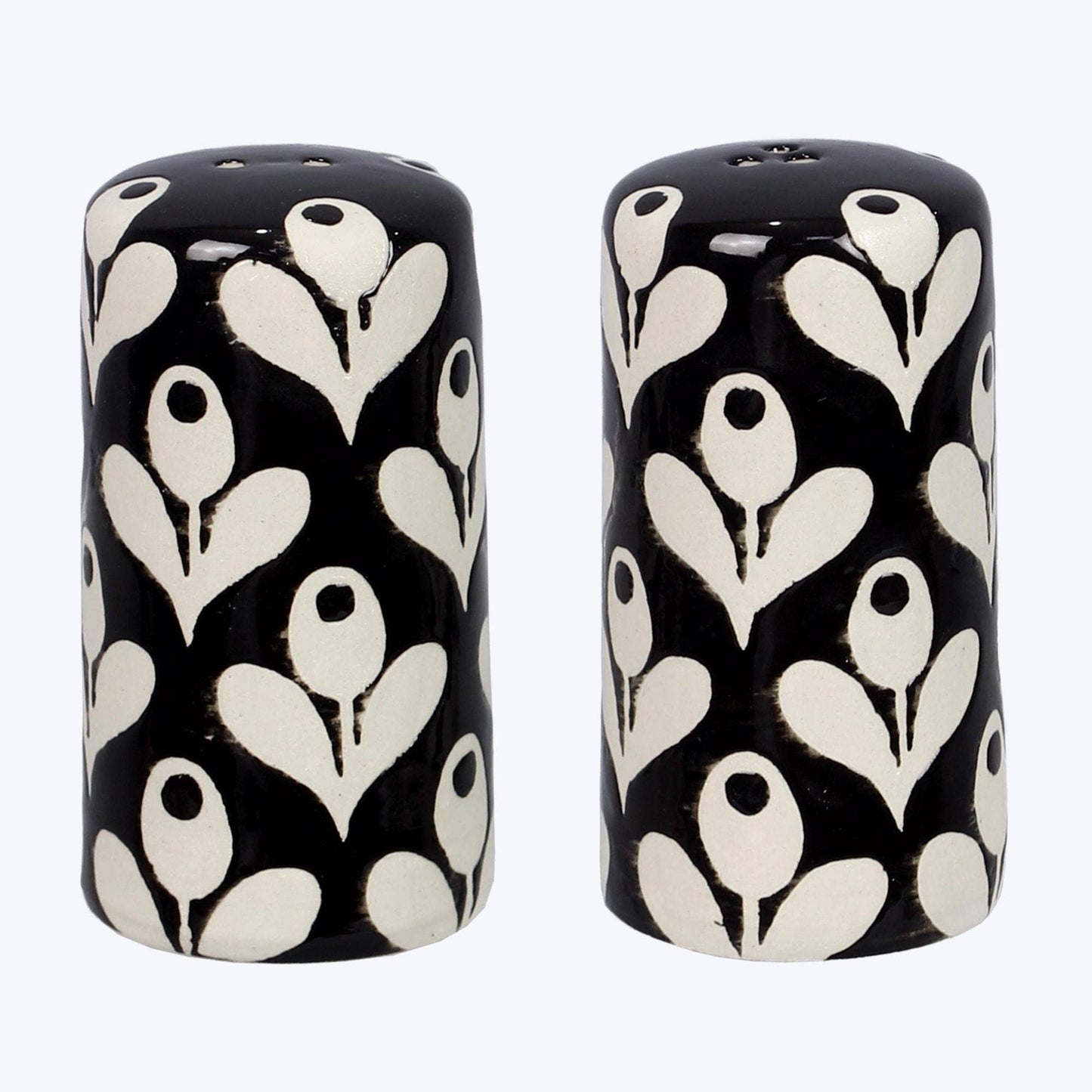 Stoneware Black & White Salt and Pepper Shaker Set