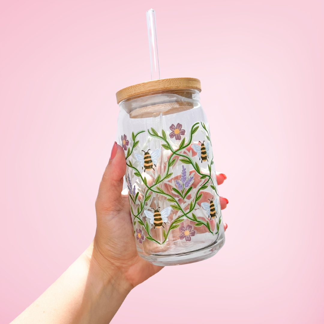 Bee Garden | Libbey Glass Beer Can Iced Coffee Glass