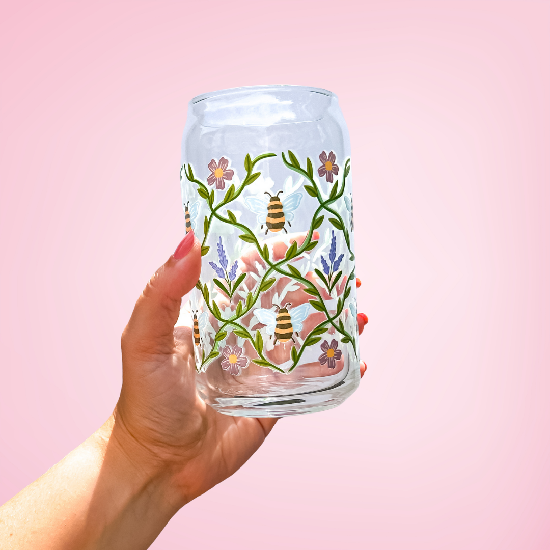 Bee Garden | Libbey Glass Beer Can Iced Coffee Glass
