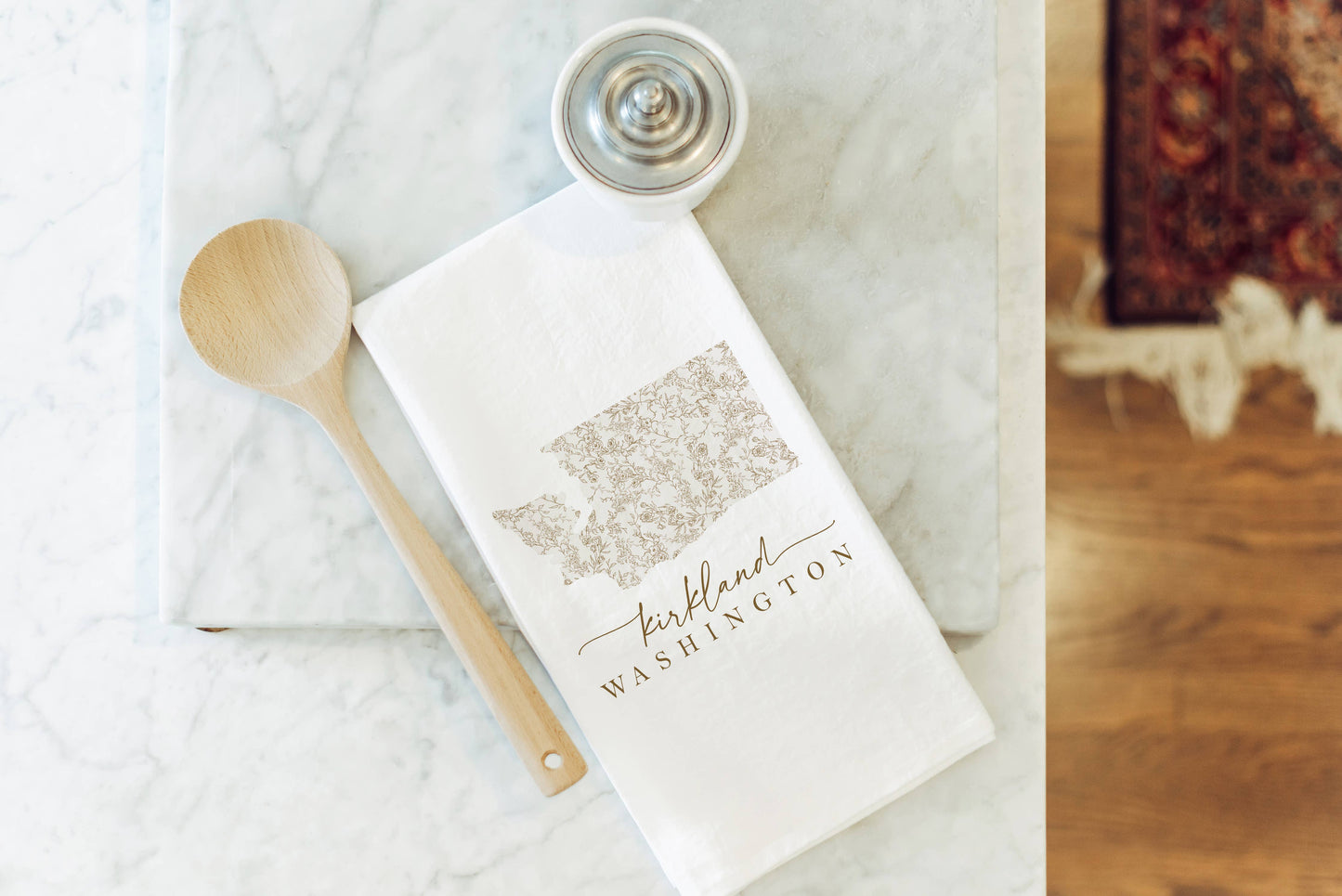 Vintage Floral State Custom Tea Towel