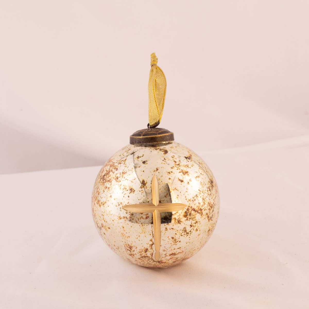Cruix Glass Ball Ornament Burnt Silver/Gold