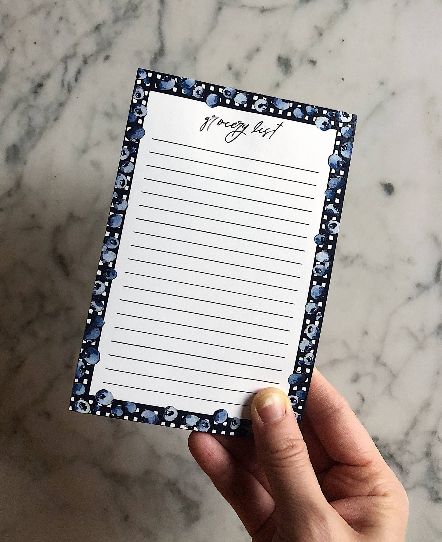 Small Blueberry Gingham Grocery List