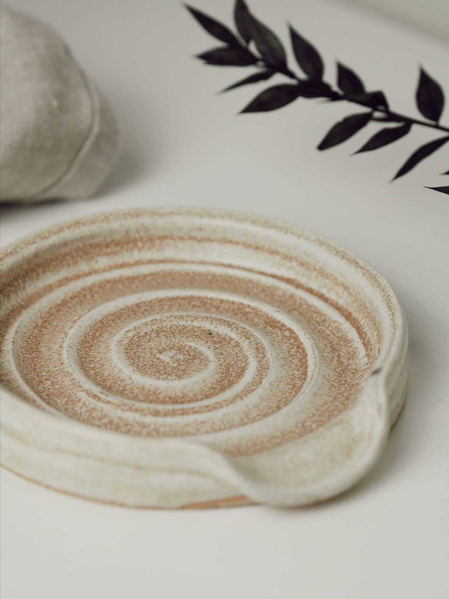 Cream Handmade Ceramic Spoon Rest