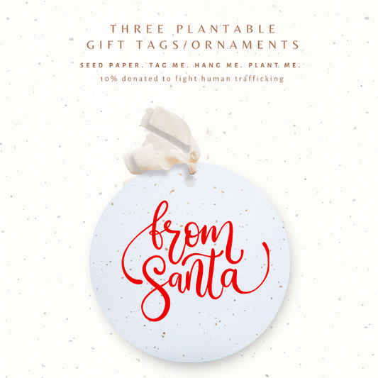 Plantable Seed Xmas Gift Tags / Ornaments, Set 3: From Santa