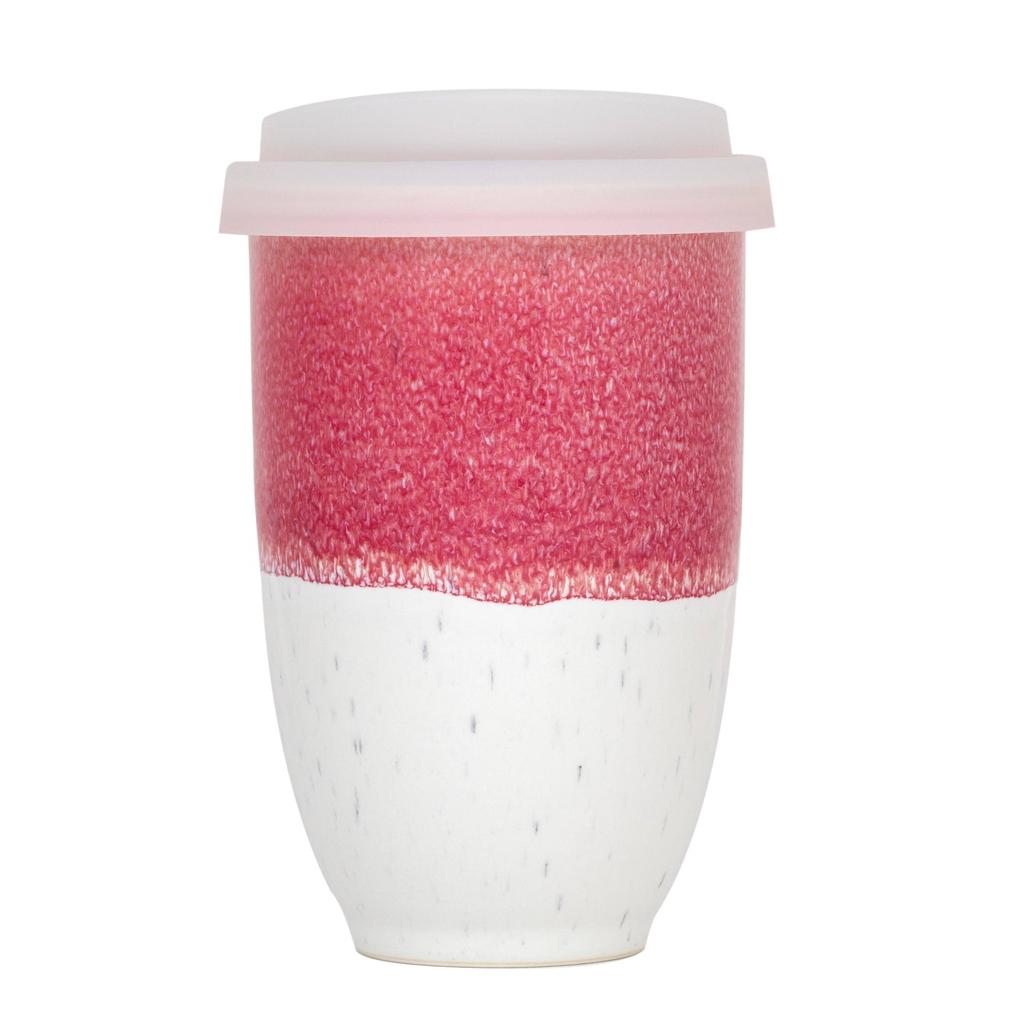 Coral Pink Ceramic Travel Mug – 12oz Reusable Stoneware Cup