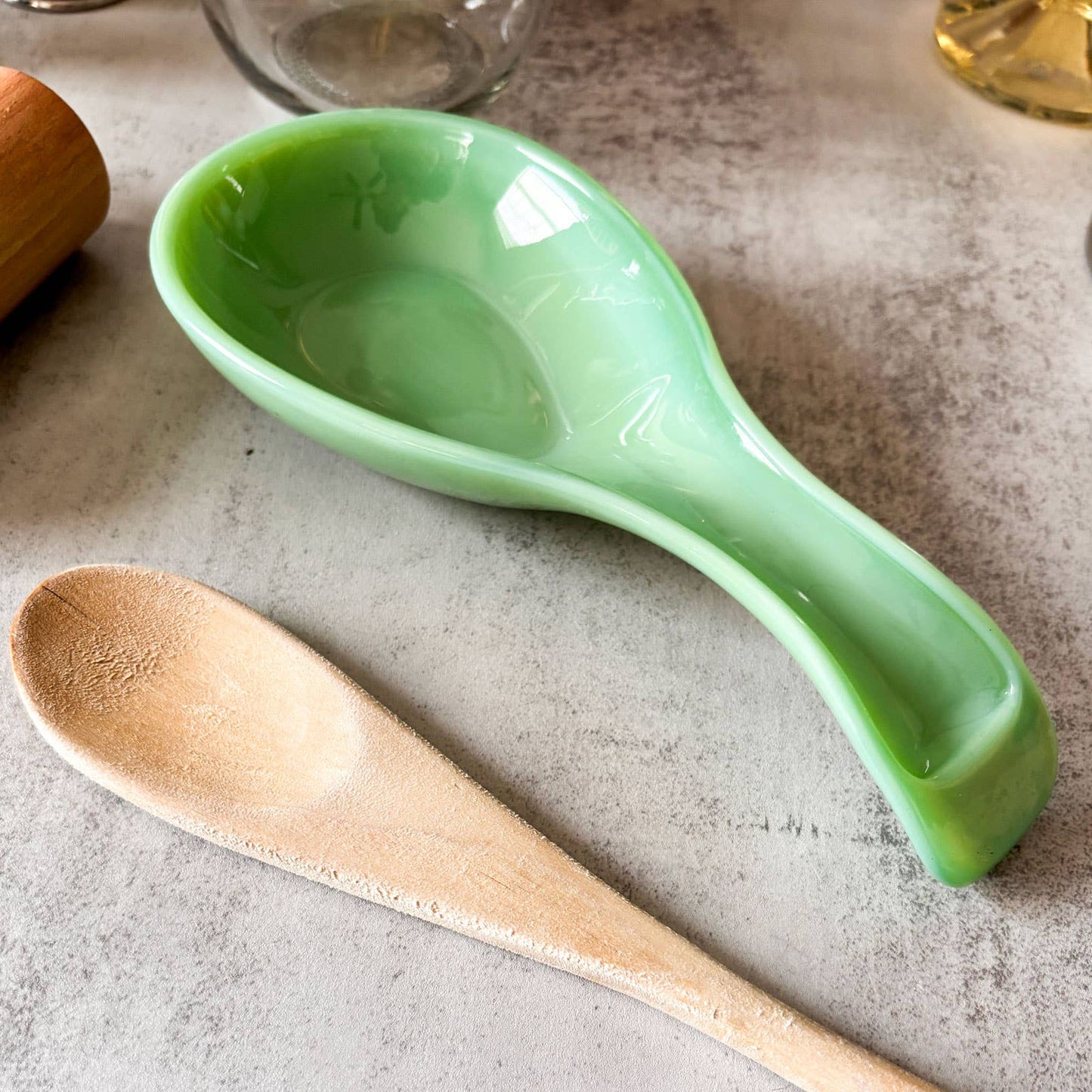 Jadeite Glass Collection Spoon Rest