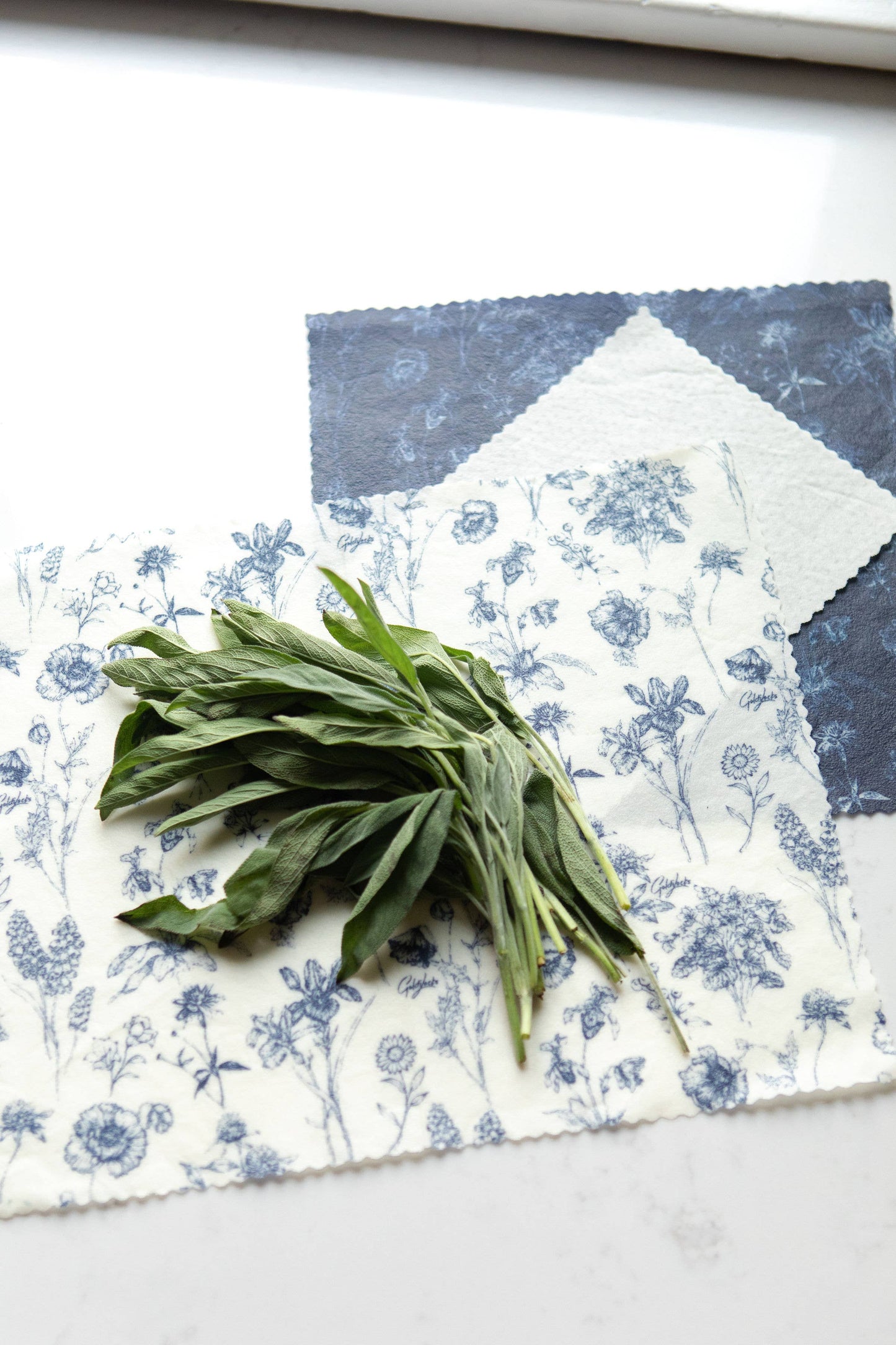 Reusable Beeswax Food Wraps: Vintage Botany Set of 3
