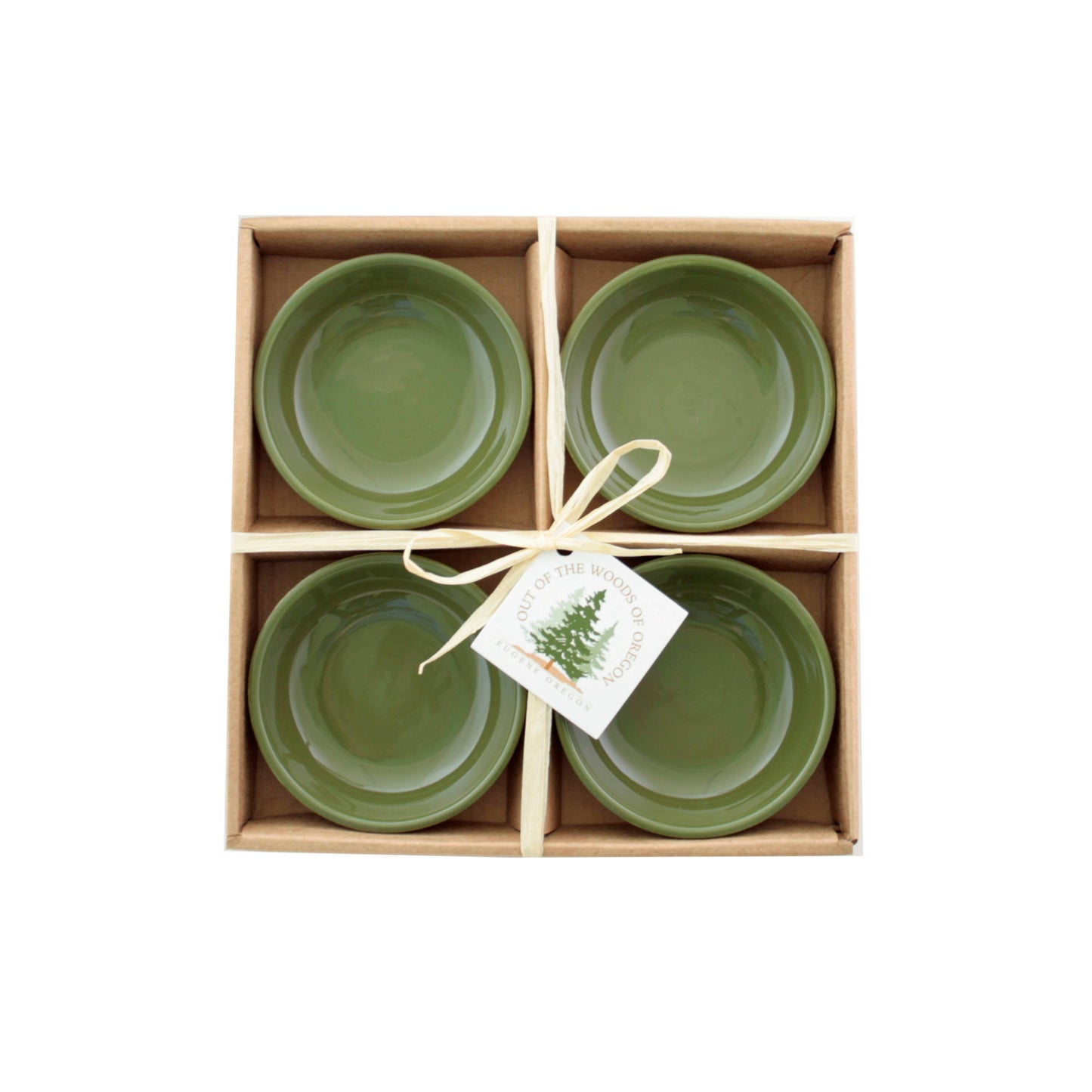 Set of 4 Small Round Bowls - Olive Green (3.75")