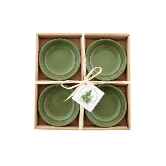 Set of 4 Small Round Bowls - Olive Green (3.75")