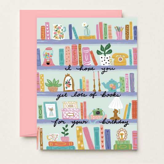 Bookish Birthday Shelves - Greeting Card
