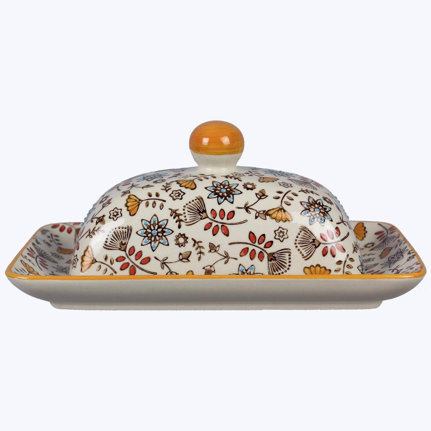 Stoneware Hand Stamped Butter Dish  (SKU#: 11222)