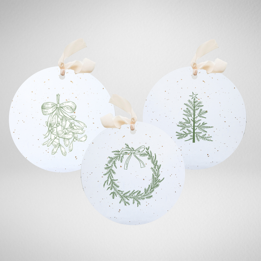 Plantable Seed Gift Tags / Ornaments Set of 3: Greenery