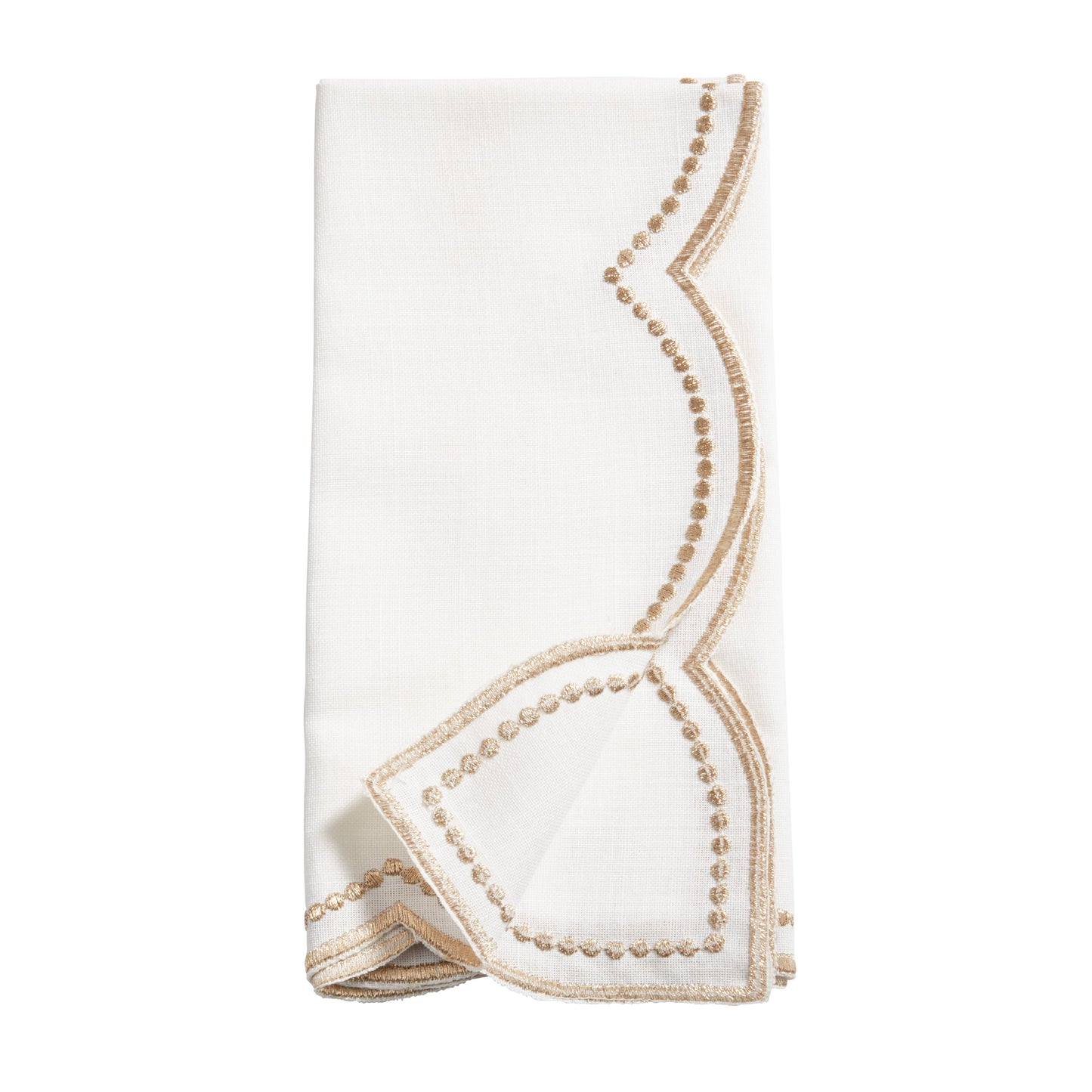 Embroidered Polka Dot Napkin w/ Scallop Edge