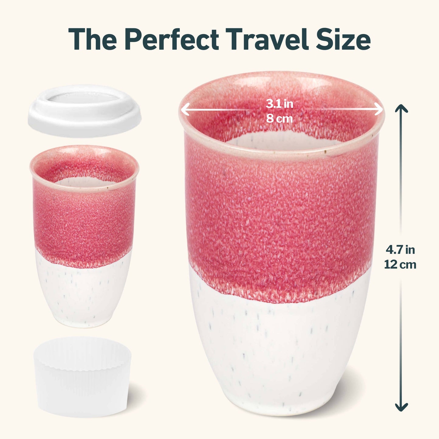 Coral Pink Ceramic Travel Mug – 12oz Reusable Stoneware Cup