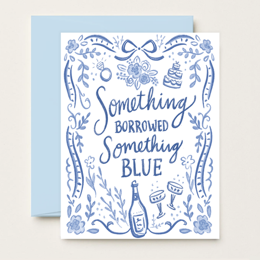 Something Blue - Chinoiserie Wedding Card