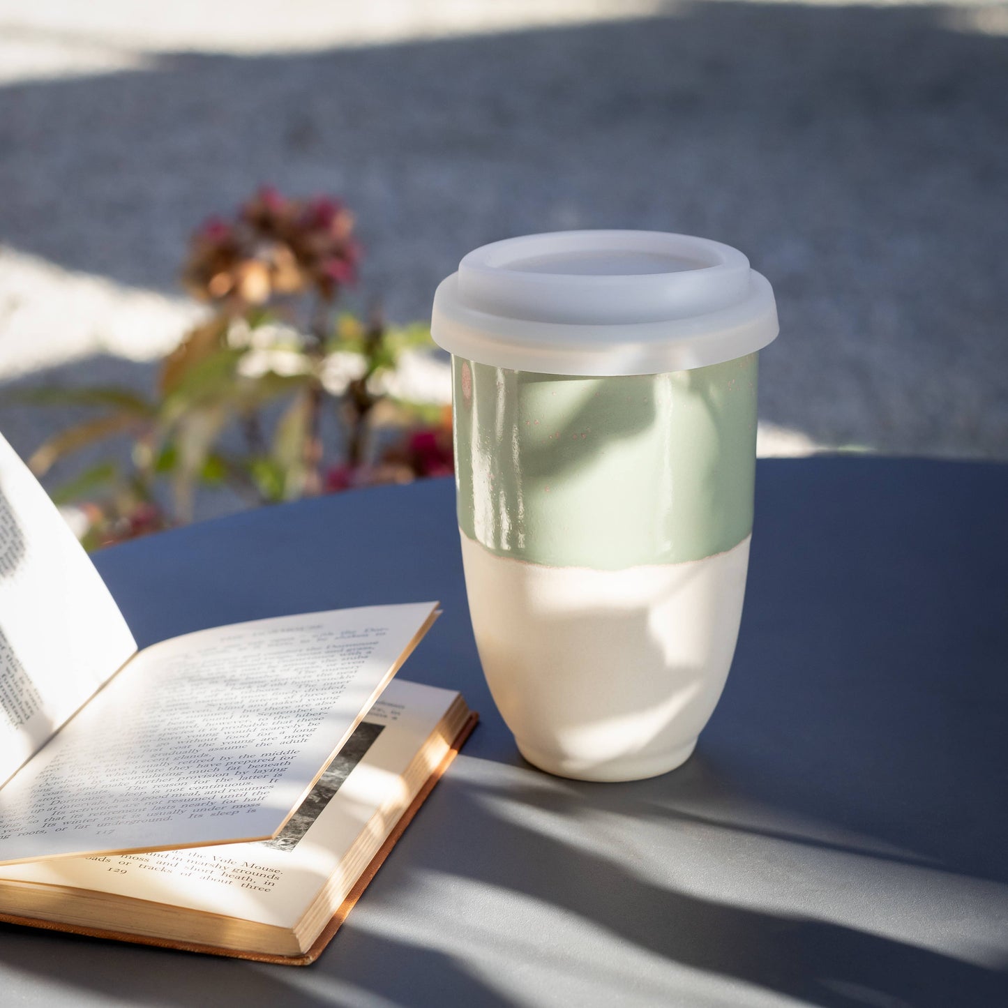 Sage Green Ceramic Travel Mug – 12oz Reusable Cup
