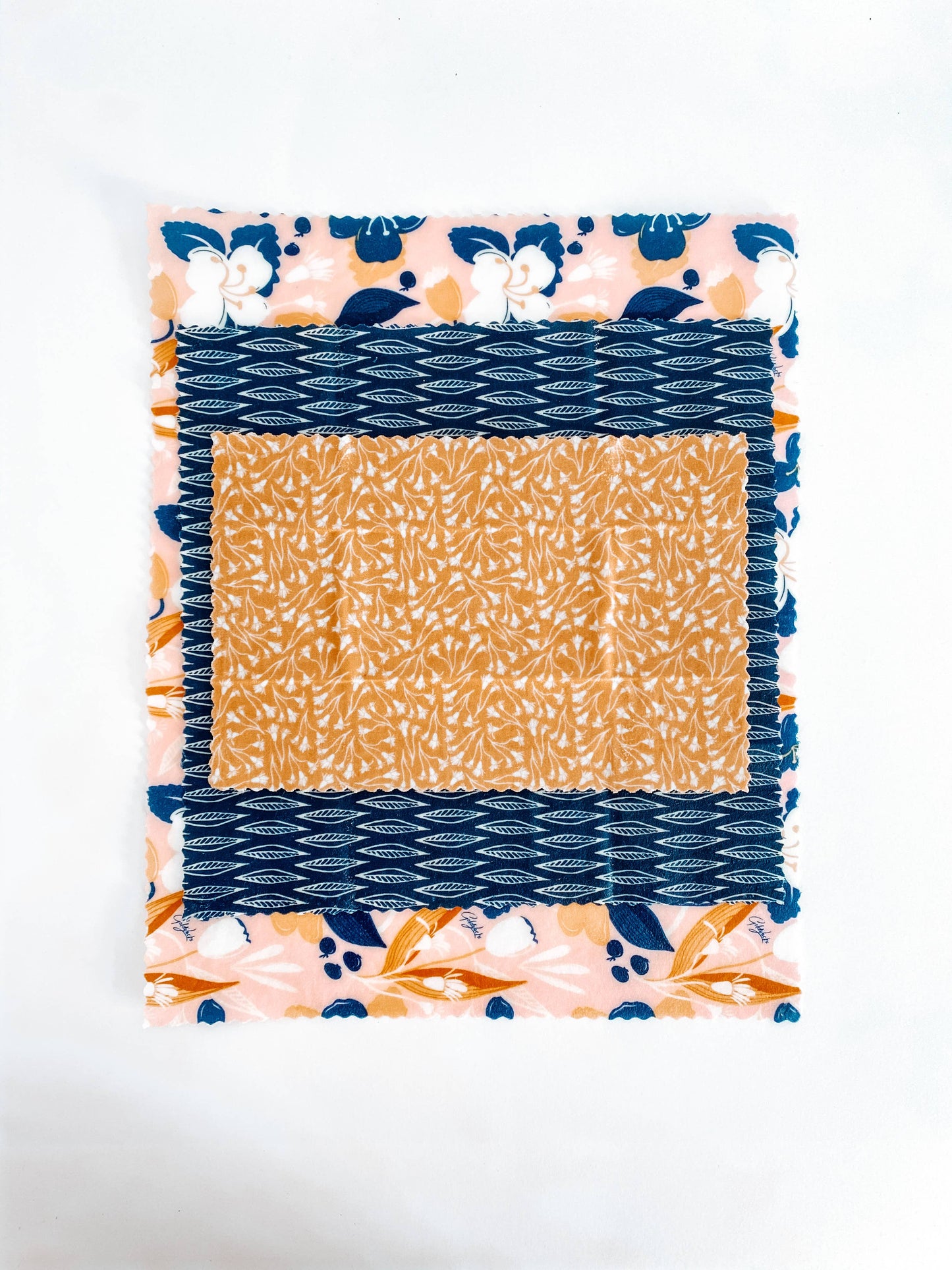 Reusable Beeswax Food Wraps: Amber Blueberry Set of 3