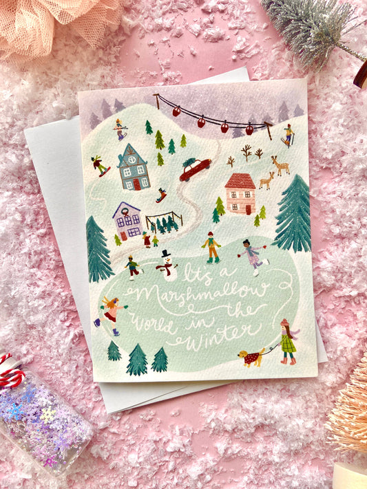 Christmas Skating Marshmallow World - Greeting Card