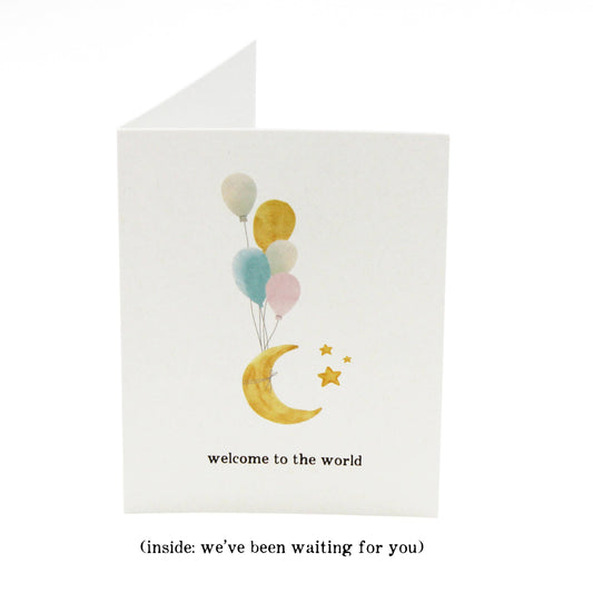 Baby Birth & Baby Shower Cards - Moon & Balloons