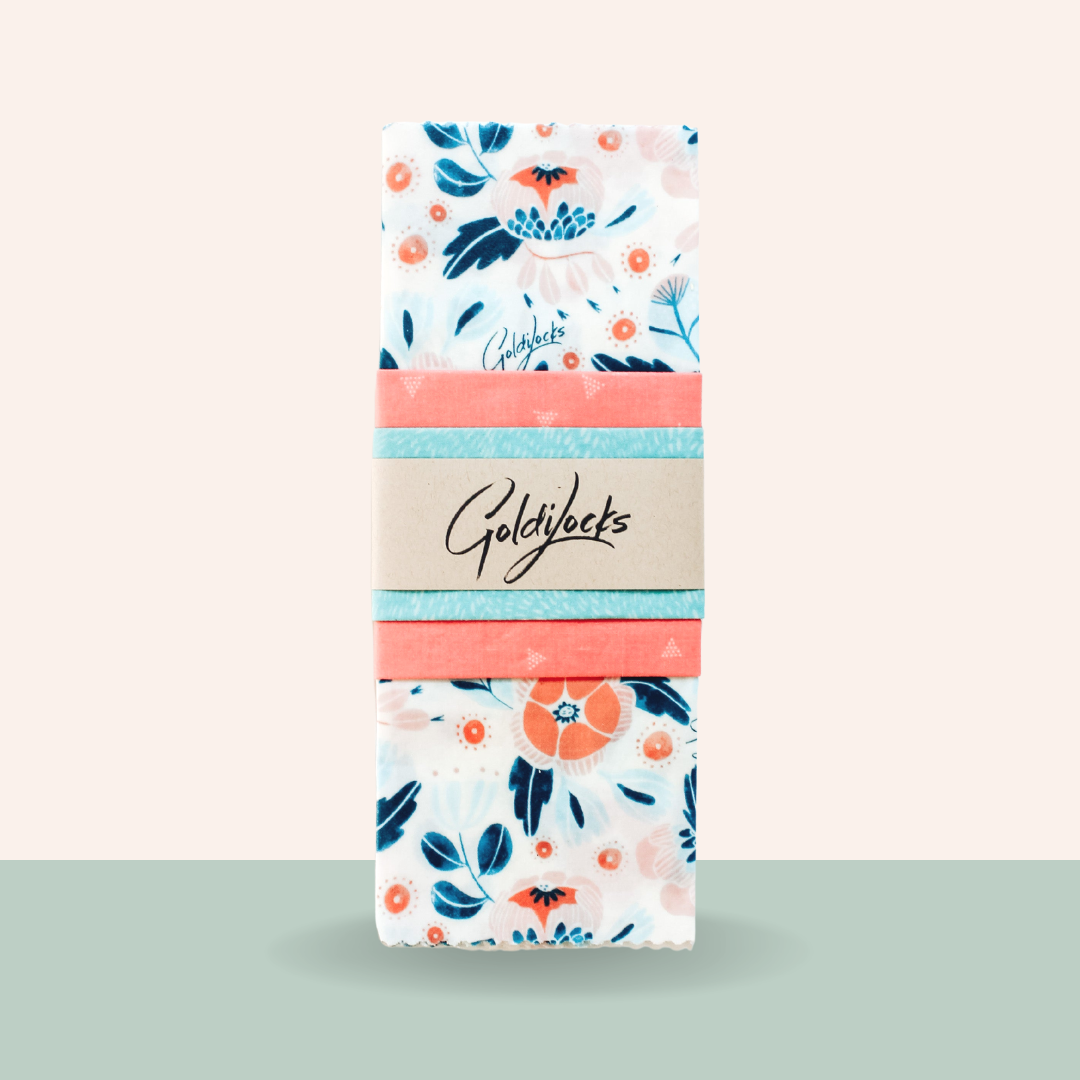 Reusable Beeswax Food Wraps: In Bloom Set of 3