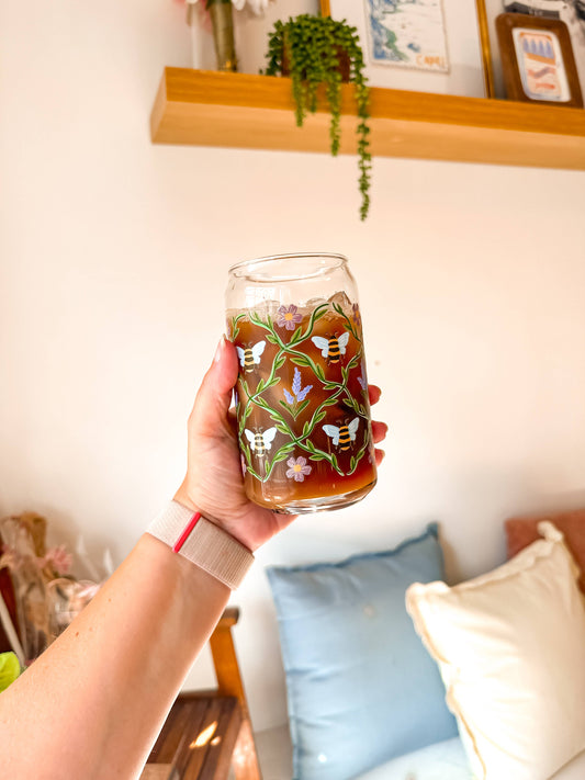 Bee Garden | Libbey Glass Beer Can Iced Coffee Glass