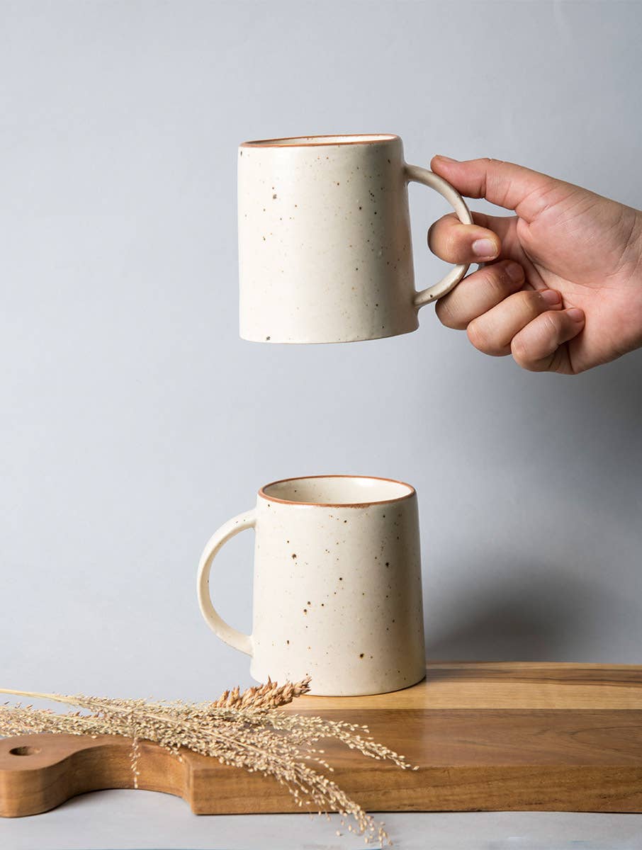Rann Mug- Offwhite, 3.5 X 3.75 Inches