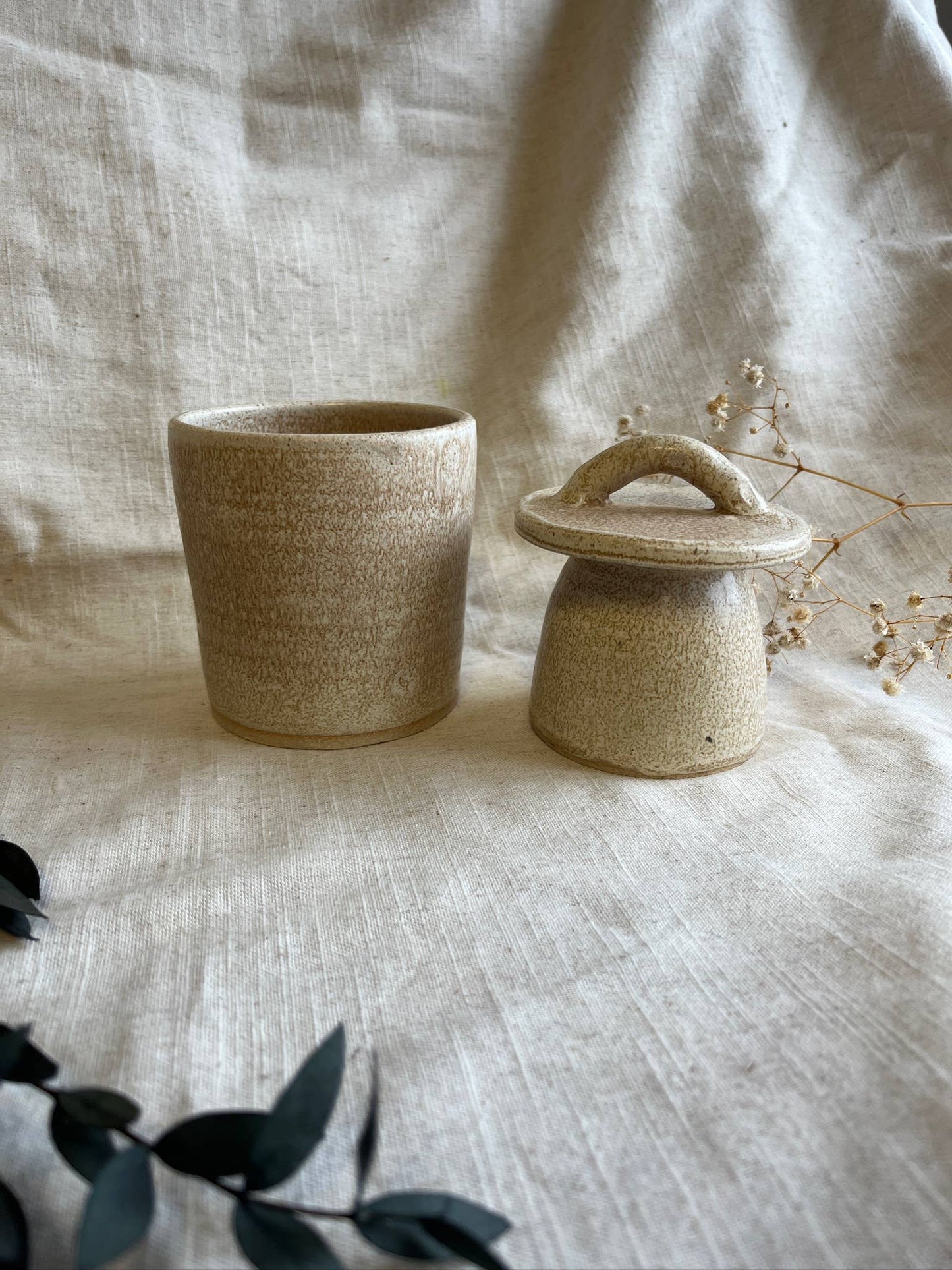 Cream Handmade Ceramic Butter Crock