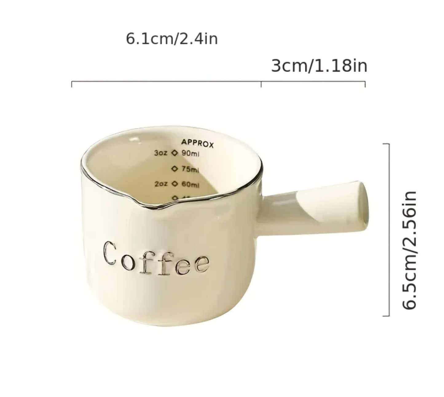Espresso Ceramics Graduated Measuring Cup With Handle