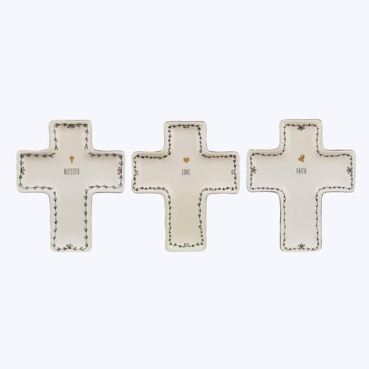 Ceramic Golden Faith Cross-Shaped Dish Set