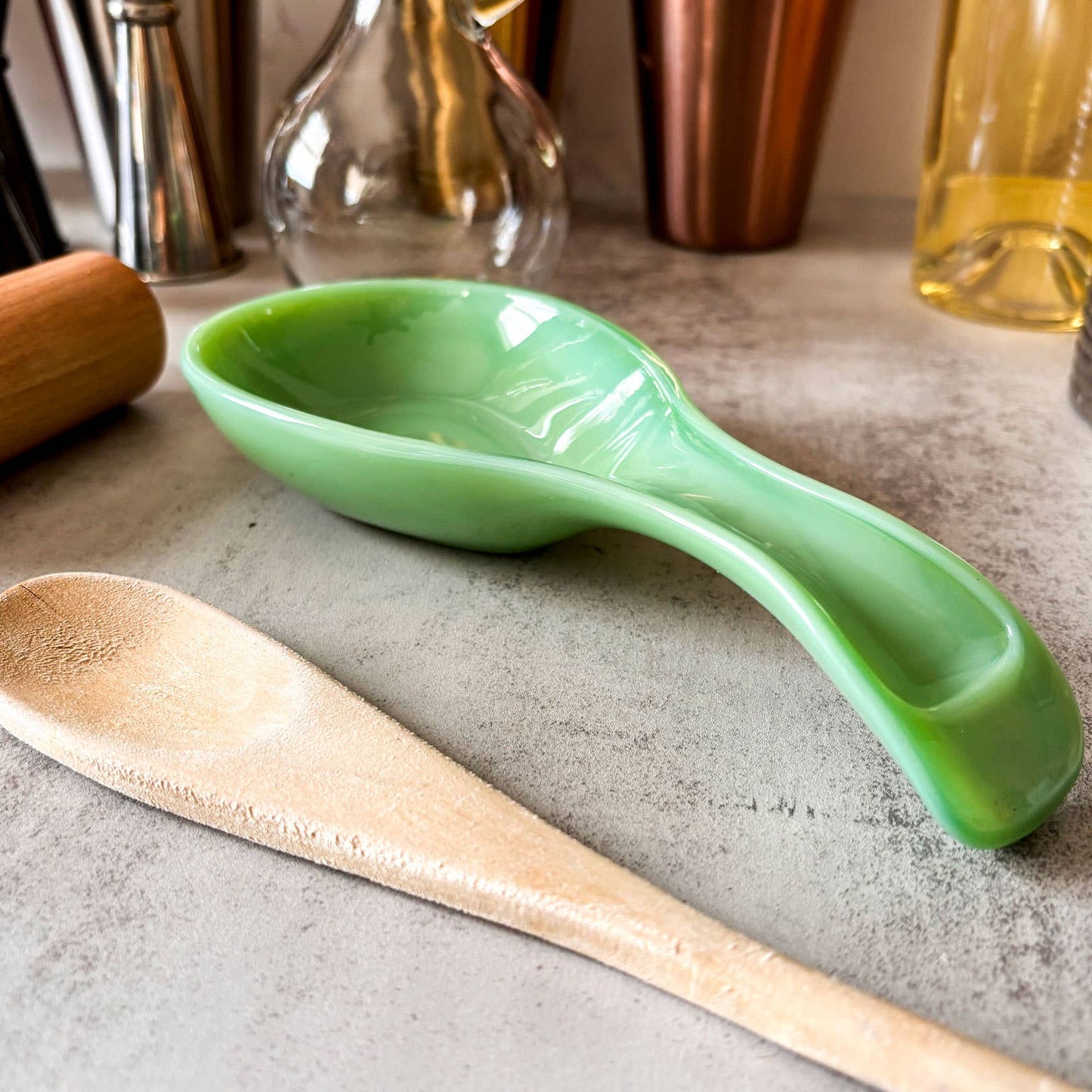 Jadeite Glass Collection Spoon Rest