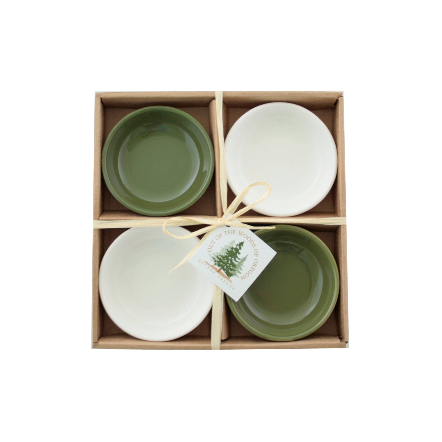 Set of 4 Small Round Bowls - Olive Green (3.75")