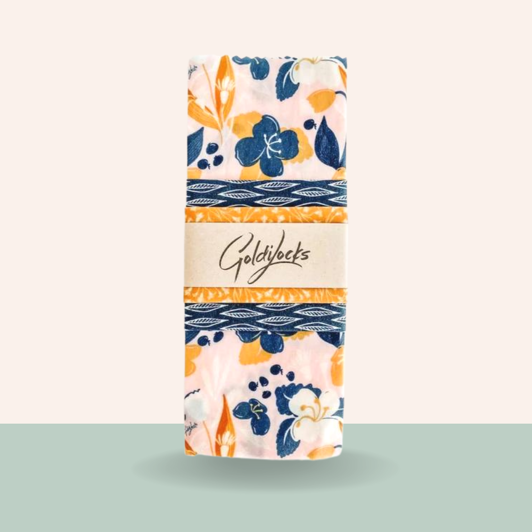 Reusable Beeswax Food Wraps: Amber Blueberry Set of 3